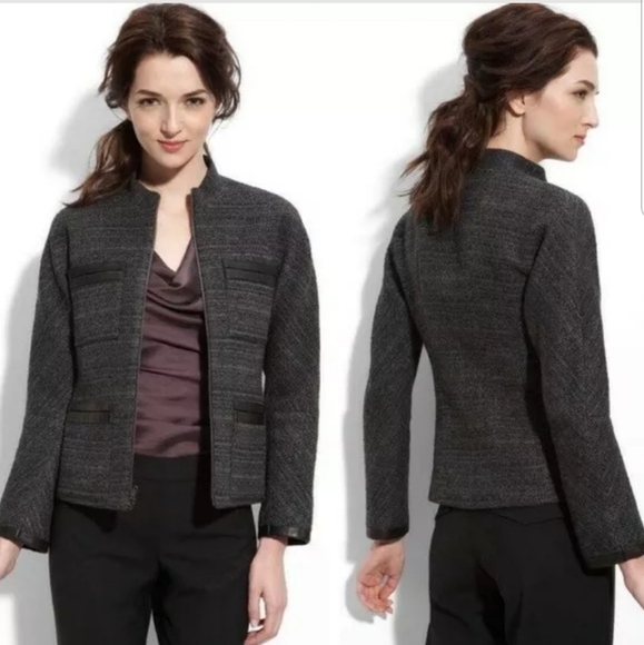 Theory Dorian Dialogue Black Wool Blend Full Zip Jacket Size 10 - Picture 1 of 12